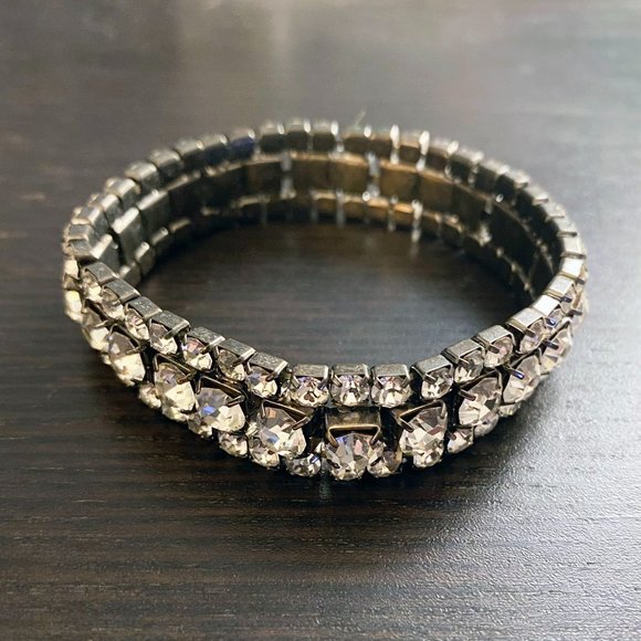 GORGEOUS VINTAGE RHINESTONE STRETCH BRACELET BANGLE - Picture 8 of 9